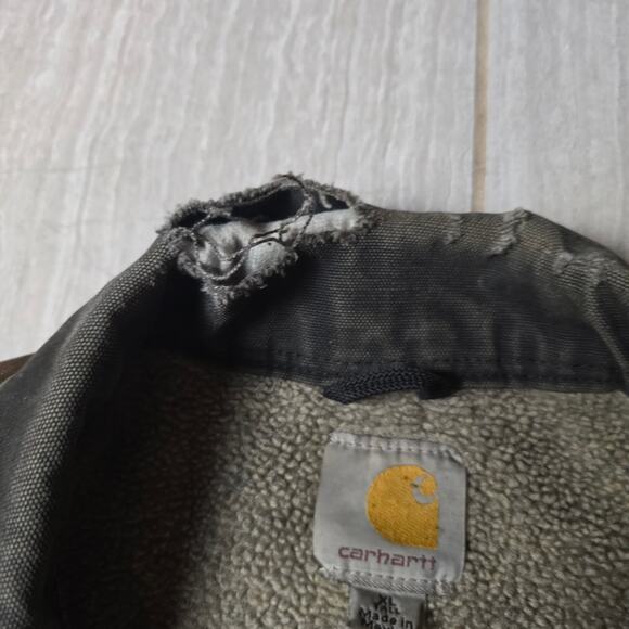 VTG Early 00s Mocha Brown Distressed Carhartt Arctic Work Jacket XL Tall - Picture 5 of 14